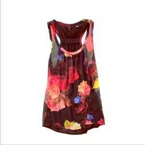 Ted Baker Rose Print Racer Back Swingy Tank-Top